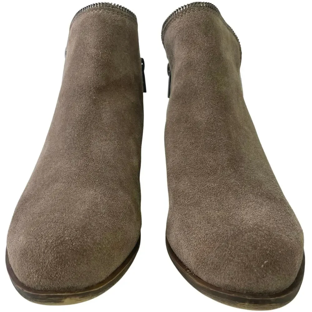 Lucky Brand Women Bartalino Tan Leather Suede Dual Zip 1.5